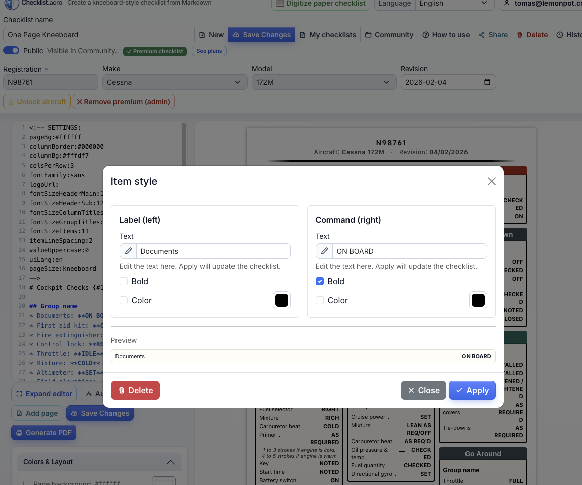 Click to Edit Any Item