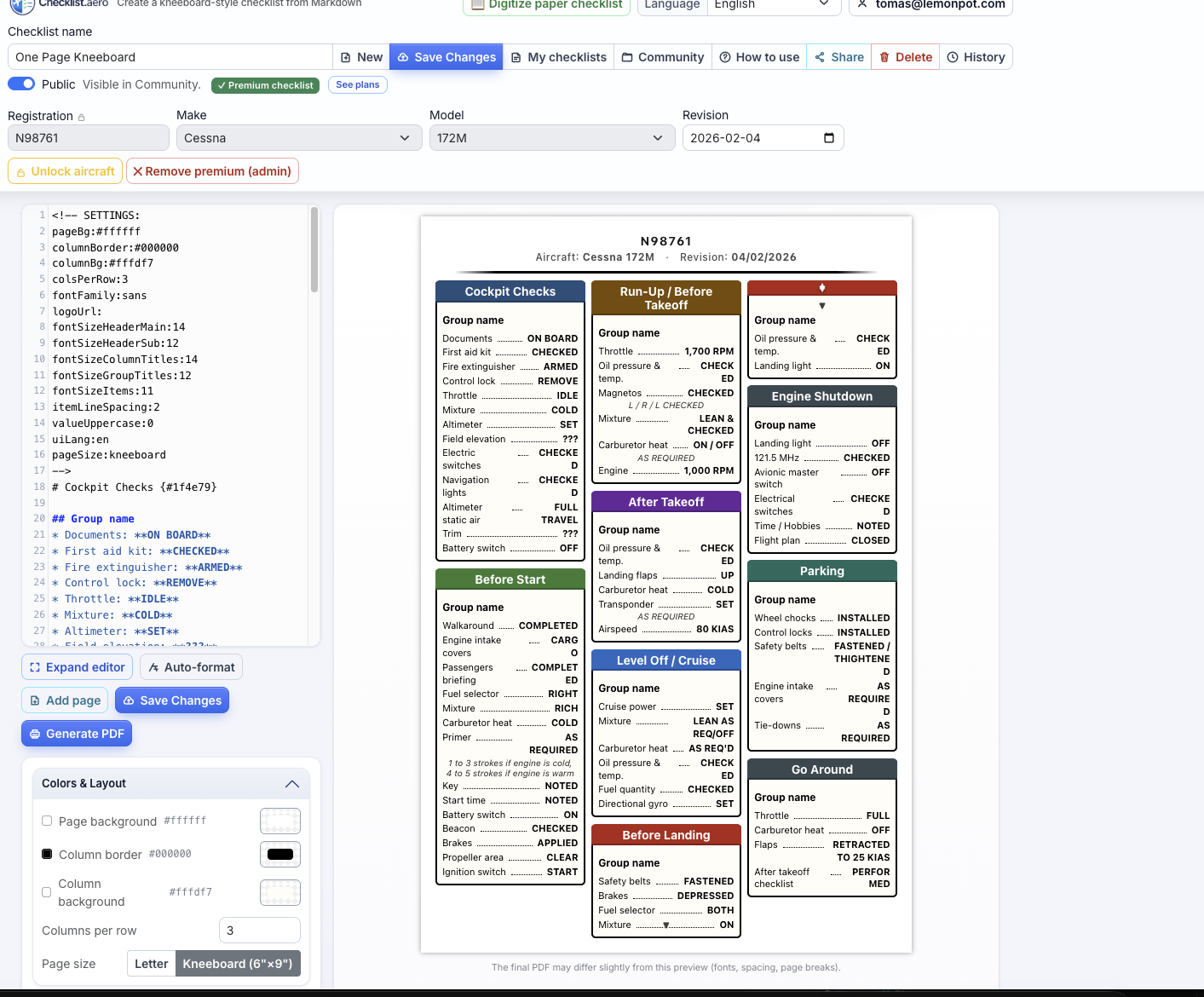 Kneeboard Format — 6×9 Preview